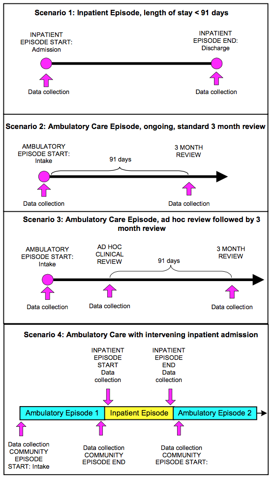 Data collection requirements under four episode scenarios